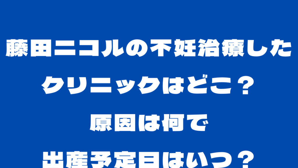 藤田ニコルの不妊治療したクリニックはどこ？原因は何で出産予定日はいつ？